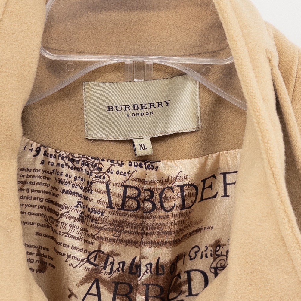 Burberry Women's XL Double Breasted Coat Camel Tan Pleated Designer Trench Wool - Picture 2 of 13